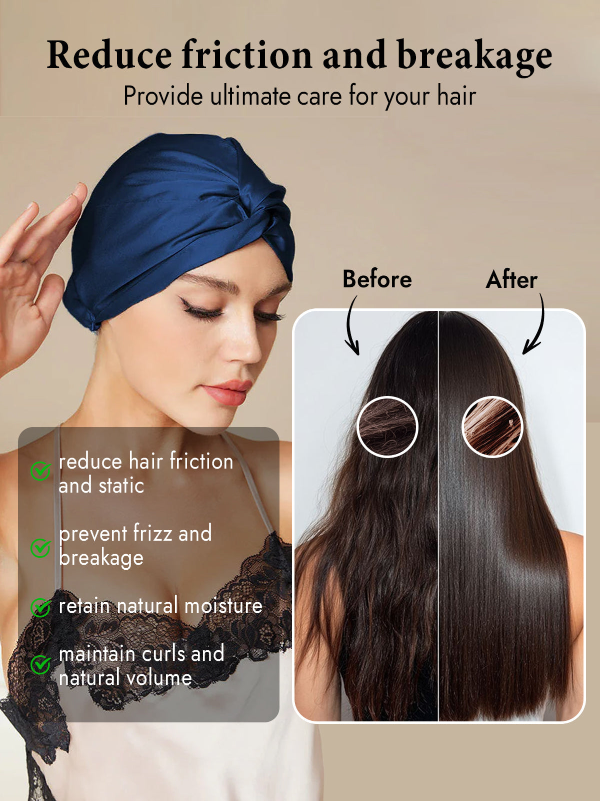 [Dark Blue] SilkSilky-CA Pure Silk Sleep Cap 004