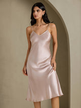 [Shadow Gray] SilkSilky-CA Spaghetti Strap V Neck Dress 007