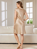 SilkSilky-CA Pure Silk Sleeveless V Neck Nightgown Champagne 002