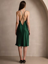 [Dark Green] SilkSilky-CA Spaghetti Strap Dress 002