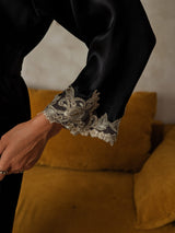 [Black] SilkSilky-CA 3/4 Sleeve Women's Robe 003
