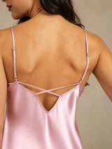 [Light Pink] SilkSilky-CA Spaghetti Strap V Neck Nightgown 005