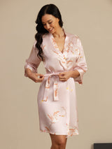 [Pink] SilkSilky-CA 3/4 Sleeve Women's Robe 003