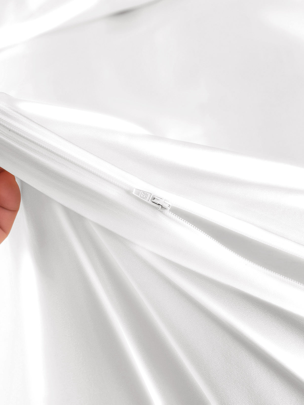 [White] SilkSilky-CA 22Momme Pure Silk Duvet Cover 005