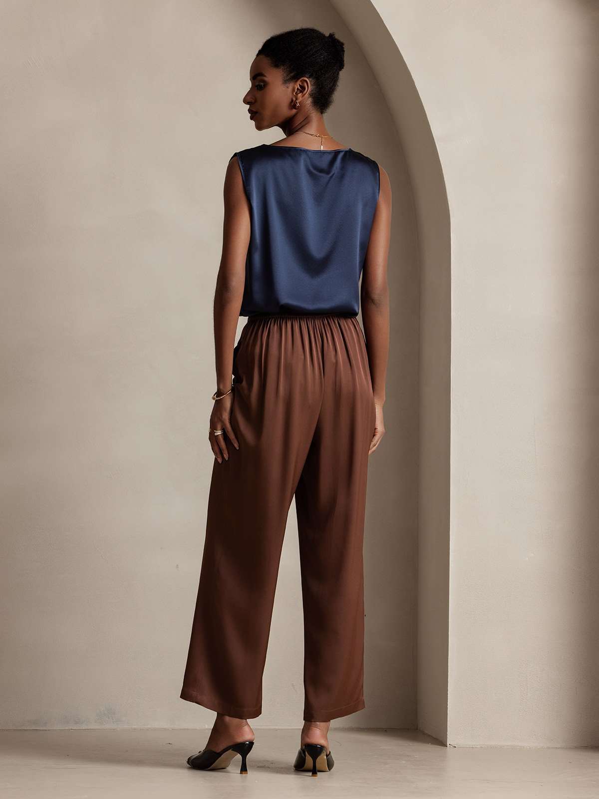 [Dark Blue] SilkSilky-CA 19Momme Silk Round Neck Camisole 002