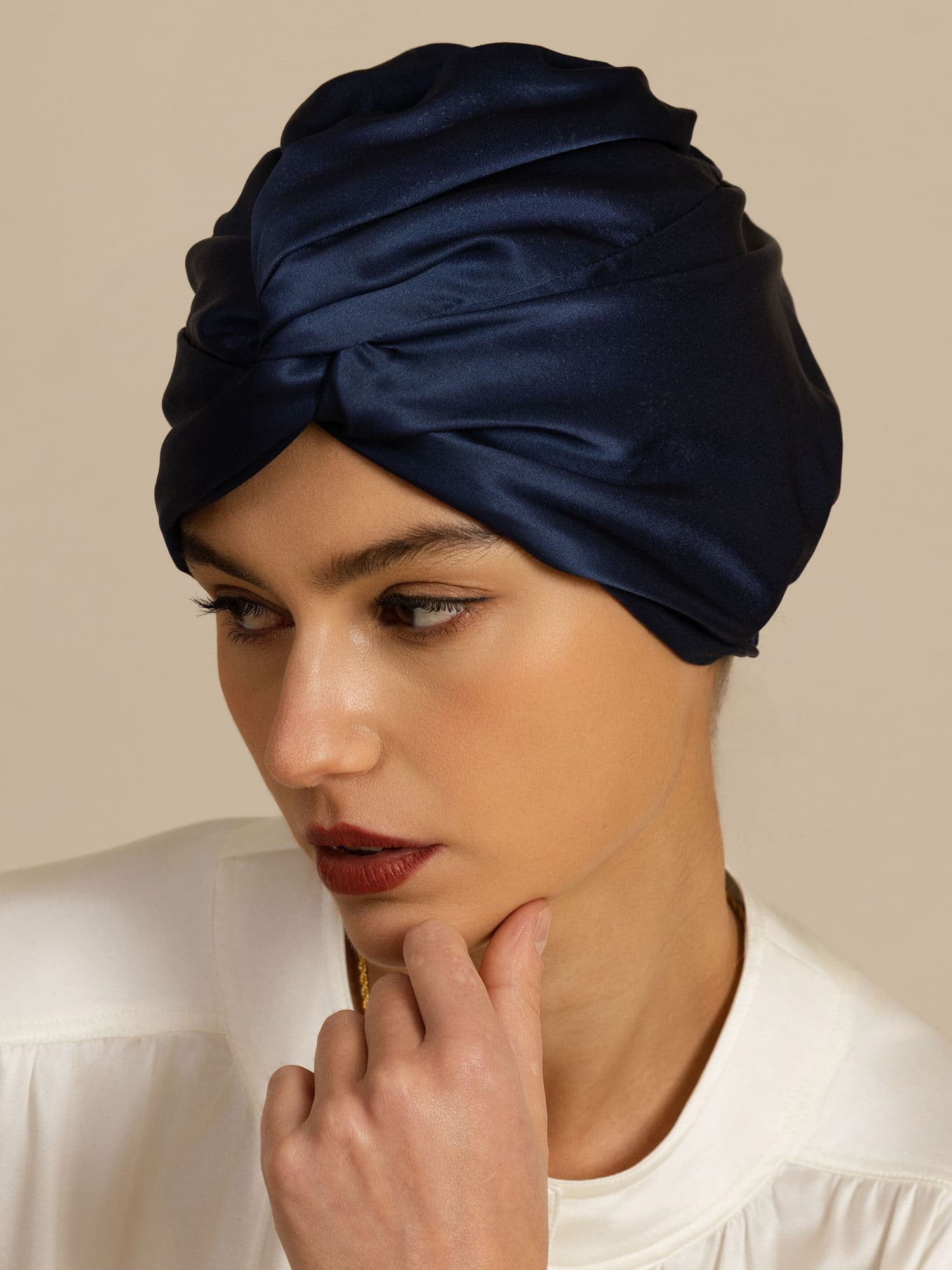 [Dark Blue] SilkSilky-CA 22Momme Sleep Cap 005