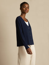 [Dark Blue] SilkSilky-CA Long Sleeve Women's Cardigan 006