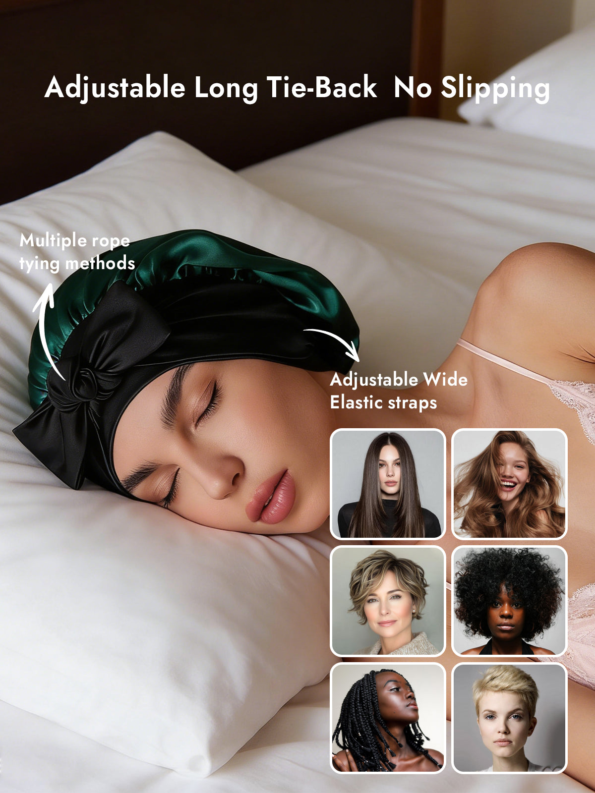 [Dark Green] SilkSilky-CA Pure Silk Sleep Cap 004