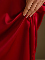 [Wine] SilkSilky-CA 3/4 Sleeve Round Neck Dress 004