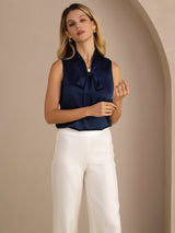 [Dark Blue] SilkSilky-CA Sleeveless Tie Neck Camisole 006