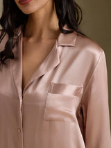 [Tuscany] SilkSilky-CA Long Sleeve Lapel Collar Nightshirt 004