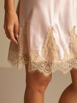 [Pink] SilkSilky-CA Spaghetti Strap V Neck Nightgown 005