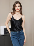 SilkSilky CA Pure Silk Sleeveless V Neck Camisole Black 004