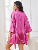 [Rose Red] SilkSilky-CA 3/4 Sleeve Women's Robe 002