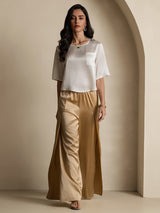 [White] SilkSilky-CA Half Sleeve Scoop Neck Women's T-Shirt 008