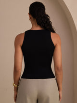 [Black] SilkSilky-CA Sleeveless Deep V Neck Camisole 002