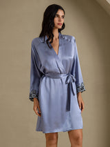 [Steel Blue] SilkSilky-CA 3/4 Sleeve Women's Robe 007
