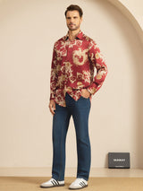 [Wine Dragon] SilkSilky-CA Long Sleeve Lapel Collar Men's Shirt 008