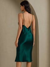 [Green] SilkSilky-CA Spaghetti Strap V Neck Dress 002