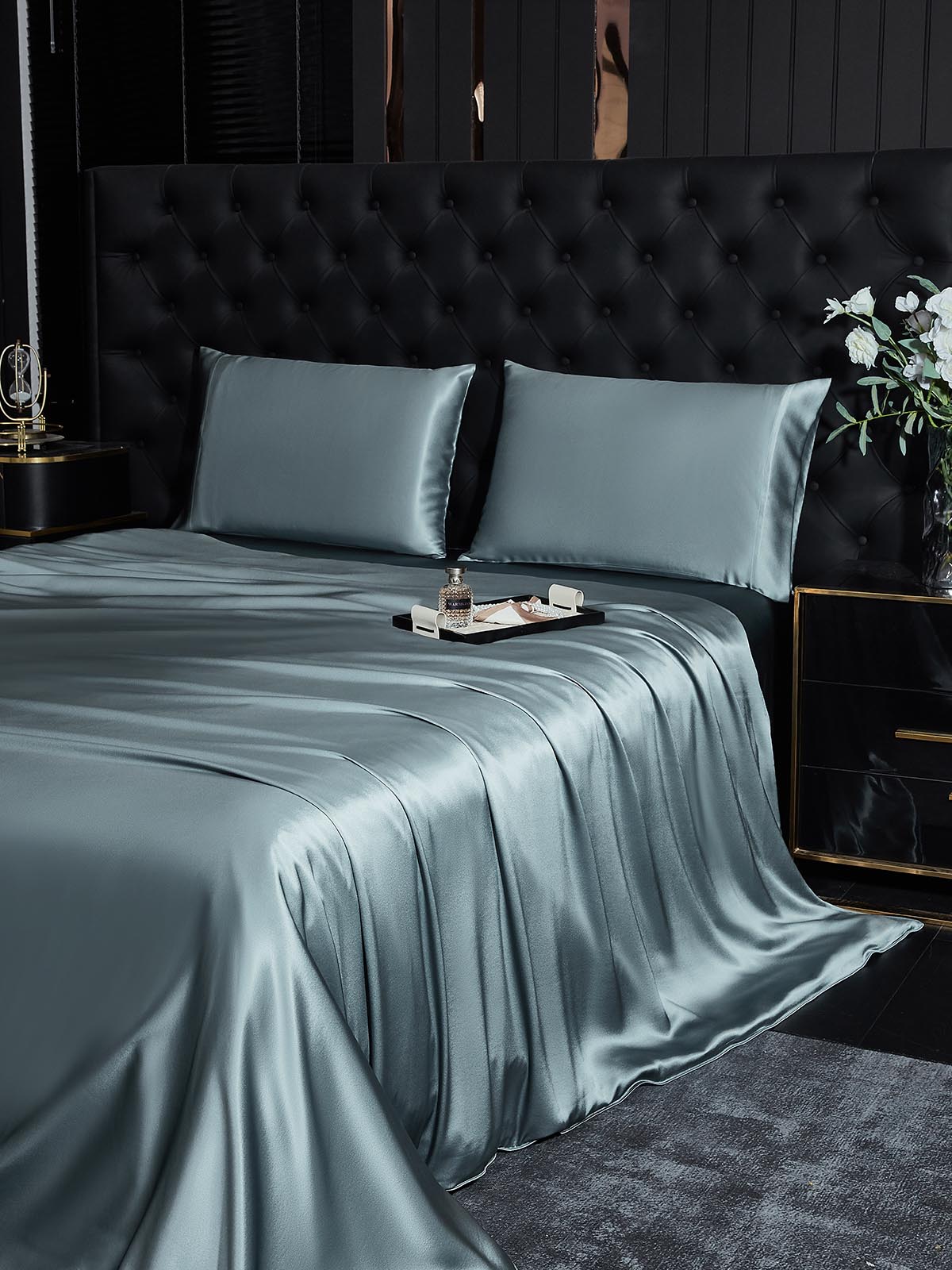 [Grayish Blue] SilkSilky-CA 22Momme Pure Silk Bedding Set 003