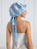 SilkSilky-CA Pure Silk Sleep Cap LightBlue 001