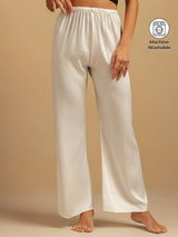 [White] SilkSilky-CA 19Momme Machine-Washable Silk Women's Sleep Pants 001