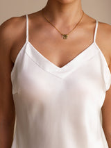 [White] SilkSilky-CA Spaghetti Strap V Neck Camisole 003