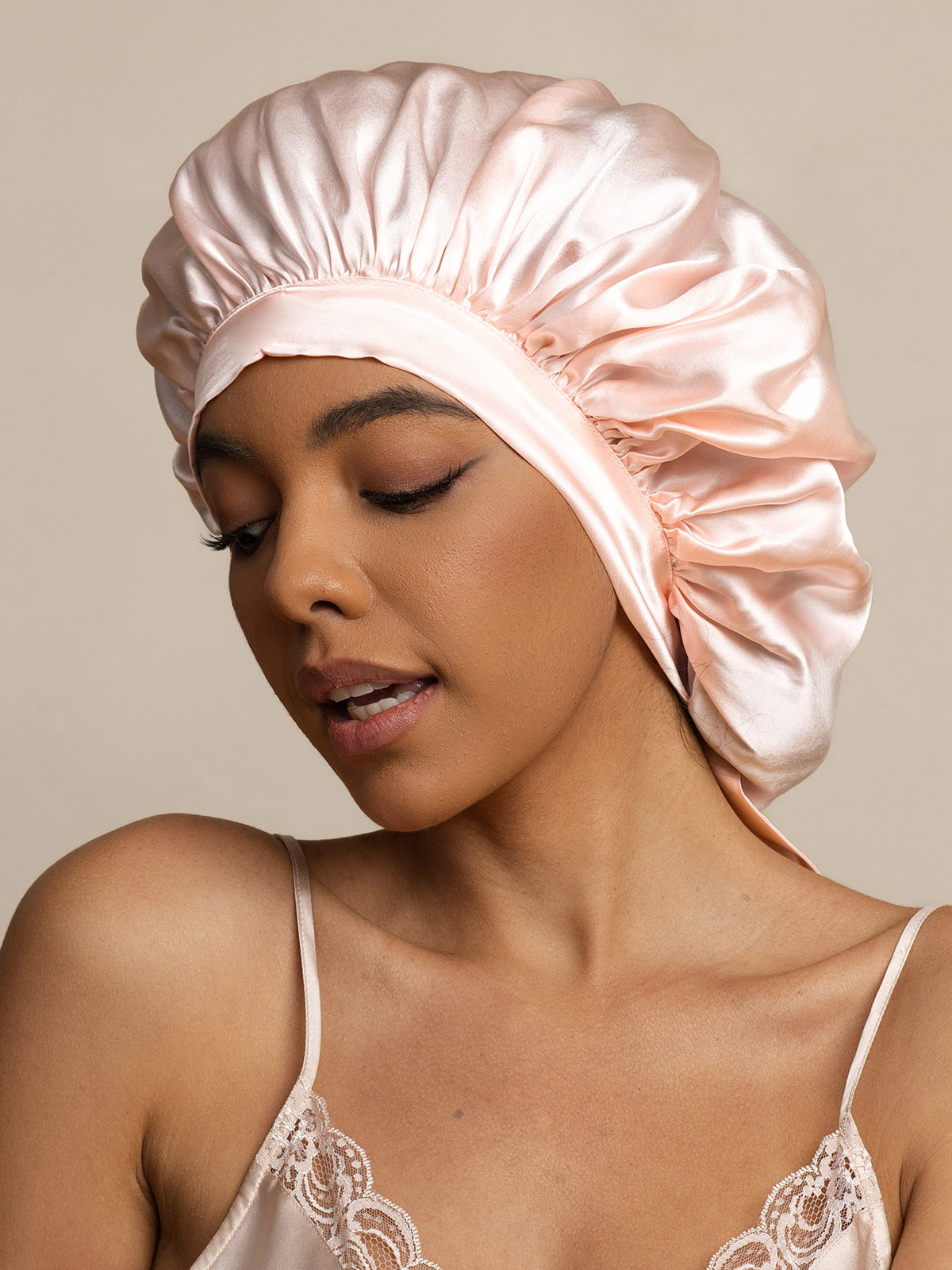 [Light Pink] SilkSilky-CA Pure Silk Sleep Cap 003