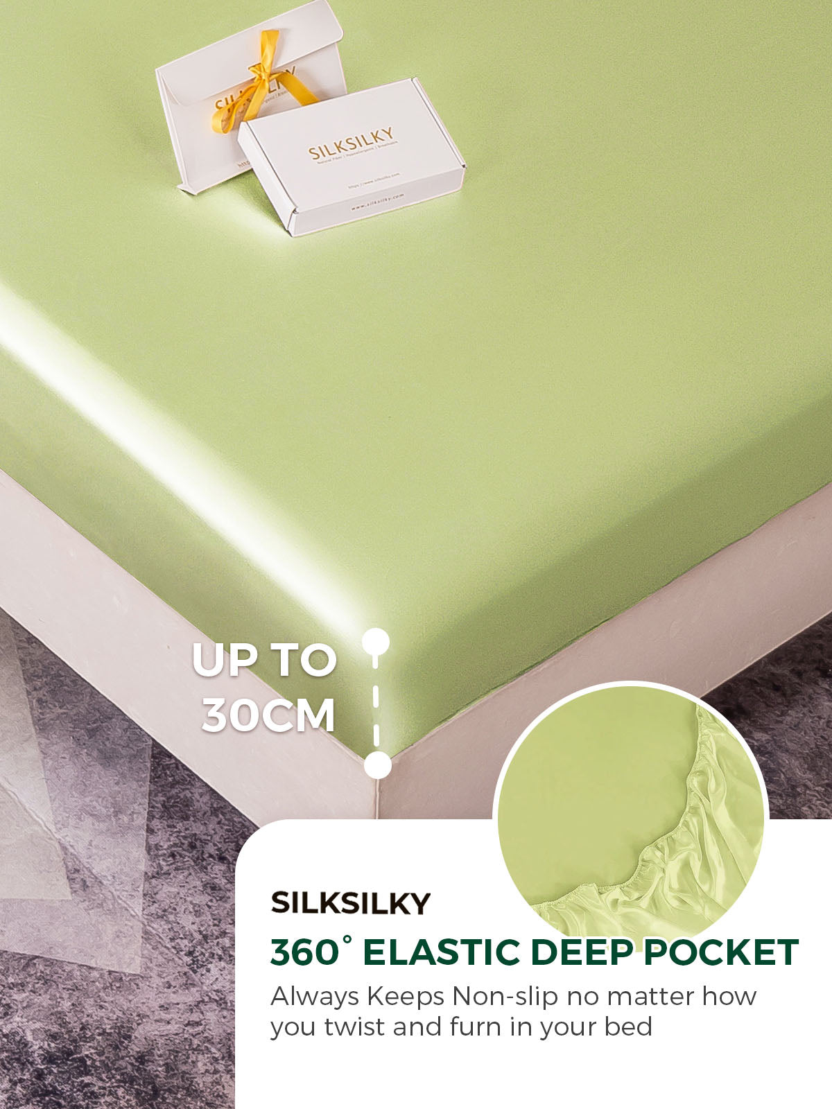 [Mint Green] SilkSilky-CA 19Momme Pure Silk Bedding Set 004