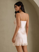 [Pink] SilkSilky-CA Spaghetti Strap V Neck Nightgown 002