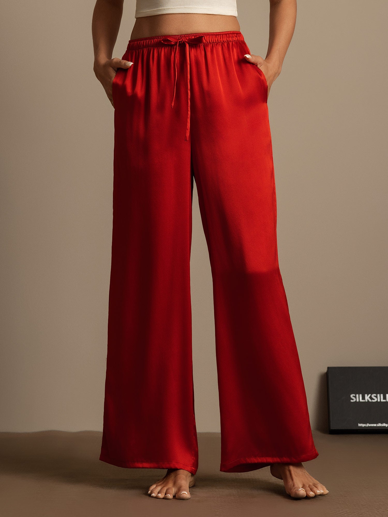 [Wine] SilkSilky-CA Pure Silk Womens Pants 001,