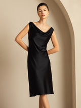 [Black] SilkSilky-CA Sleeveless Cowl Neck Dress 006