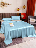 SilkSilky CA 19Momme Pure Silk Bedding Set LightBlue 004