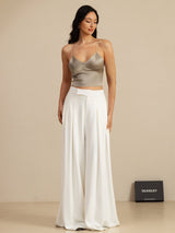 [Khaki] SilkSilky-CA Spaghetti Strap V Neck Camisole 009