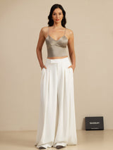 [Khaki] SilkSilky-CA Spaghetti Strap V Neck Camisole 008