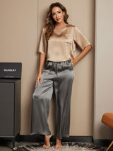 [Multi] SilkSilky-CA Half Sleeve Round Neck Women's Pajamas 001