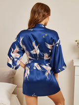 [Dark Blue] SilkSilky-CA 3/4 Sleeve Women's Robe 002