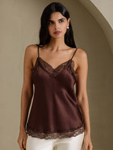 [Brown] SilkSilky-CA Spaghetti Strap V Neck Camisole 006
