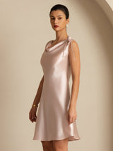 [Pink] SilkSilky-CA Sleeveless Cowl Neck Dress 004