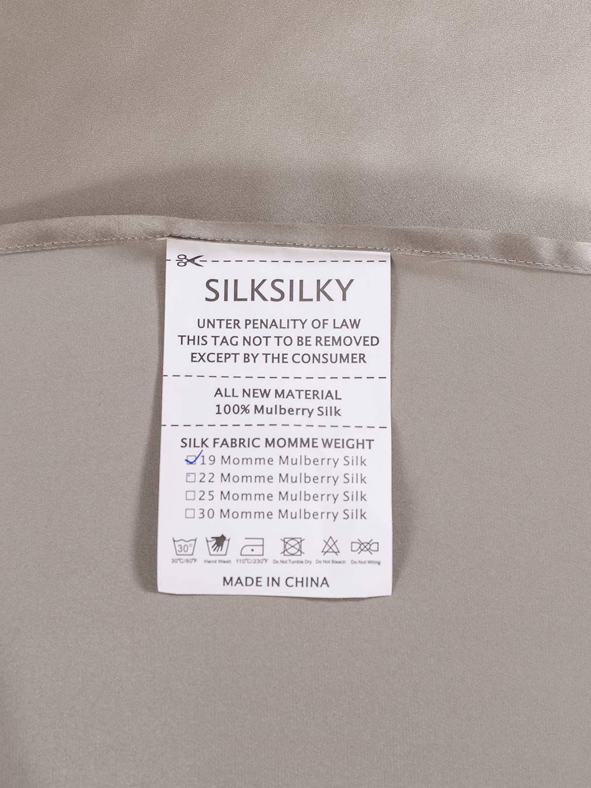 SilkSilky CA 19Momme Pure Silk Bedding Set Gray 005