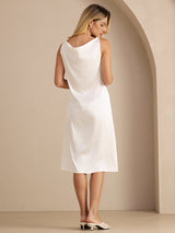 [White] SilkSilky-CA Sleeveless Cowl Neck Dress 002