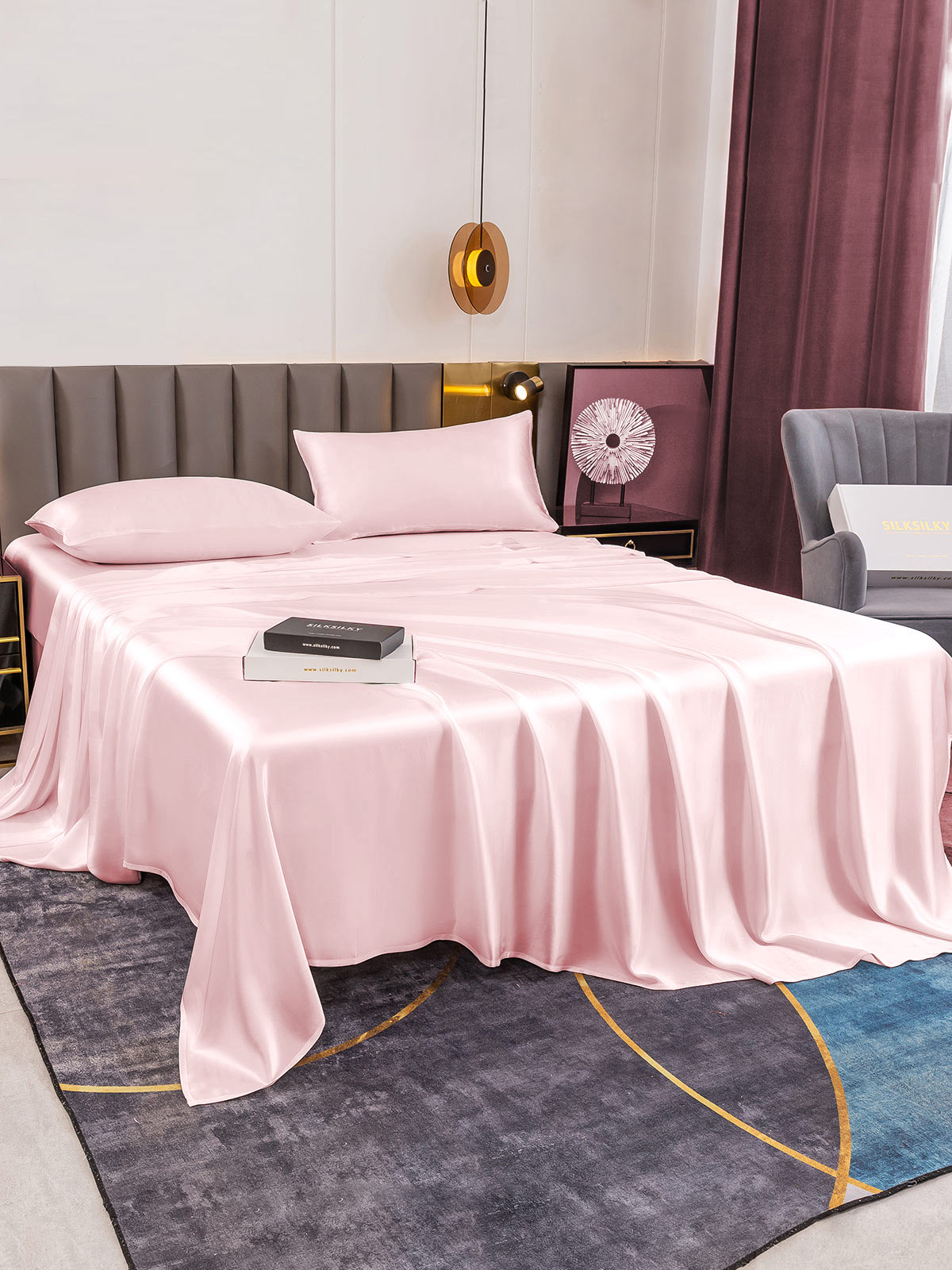 [Pink] SilkSilky-CA 19Momme Pure Silk Bedding Set 005