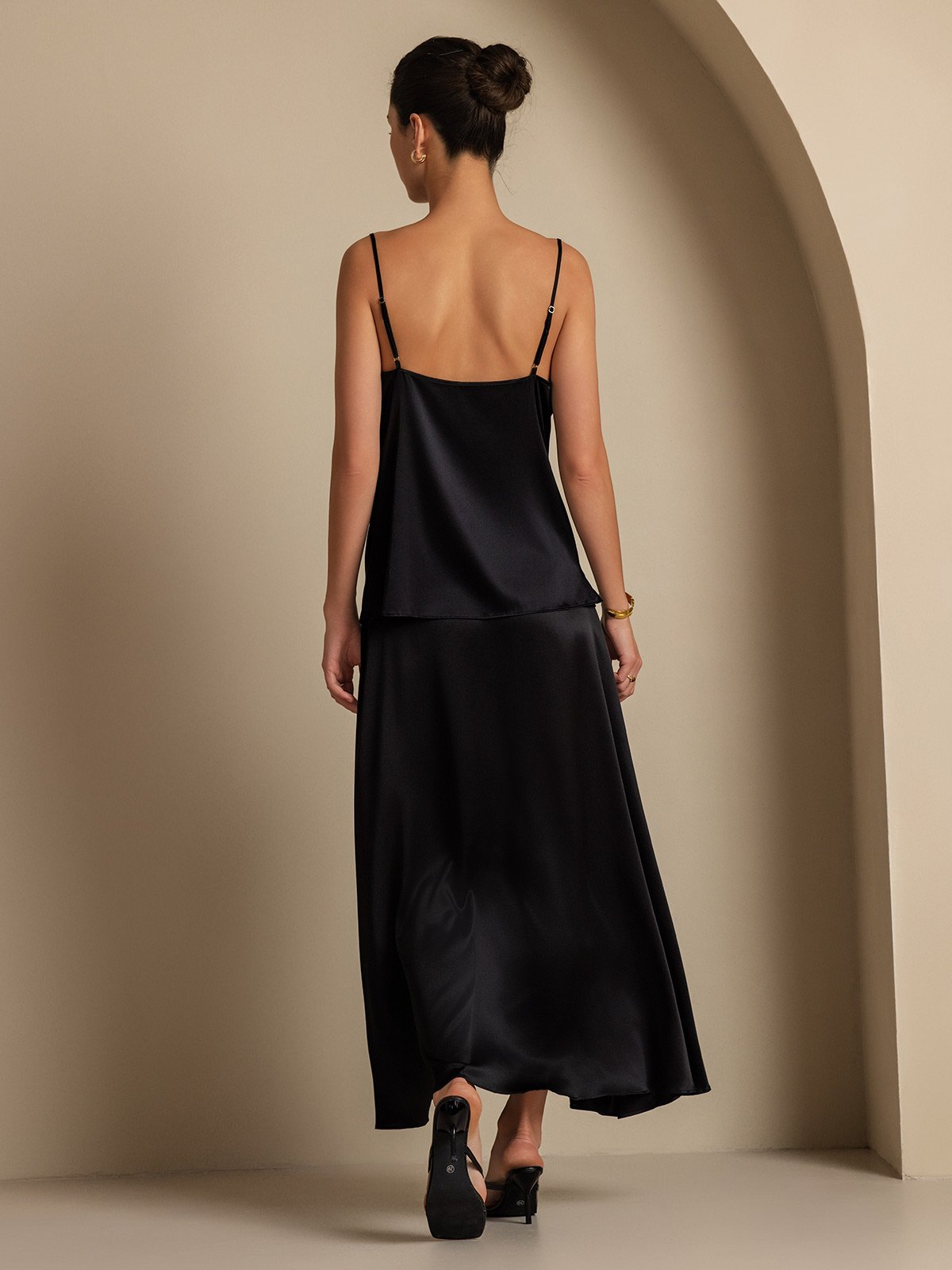 [Black] SilkSilky-CA 19Momme Silk Skirt 003