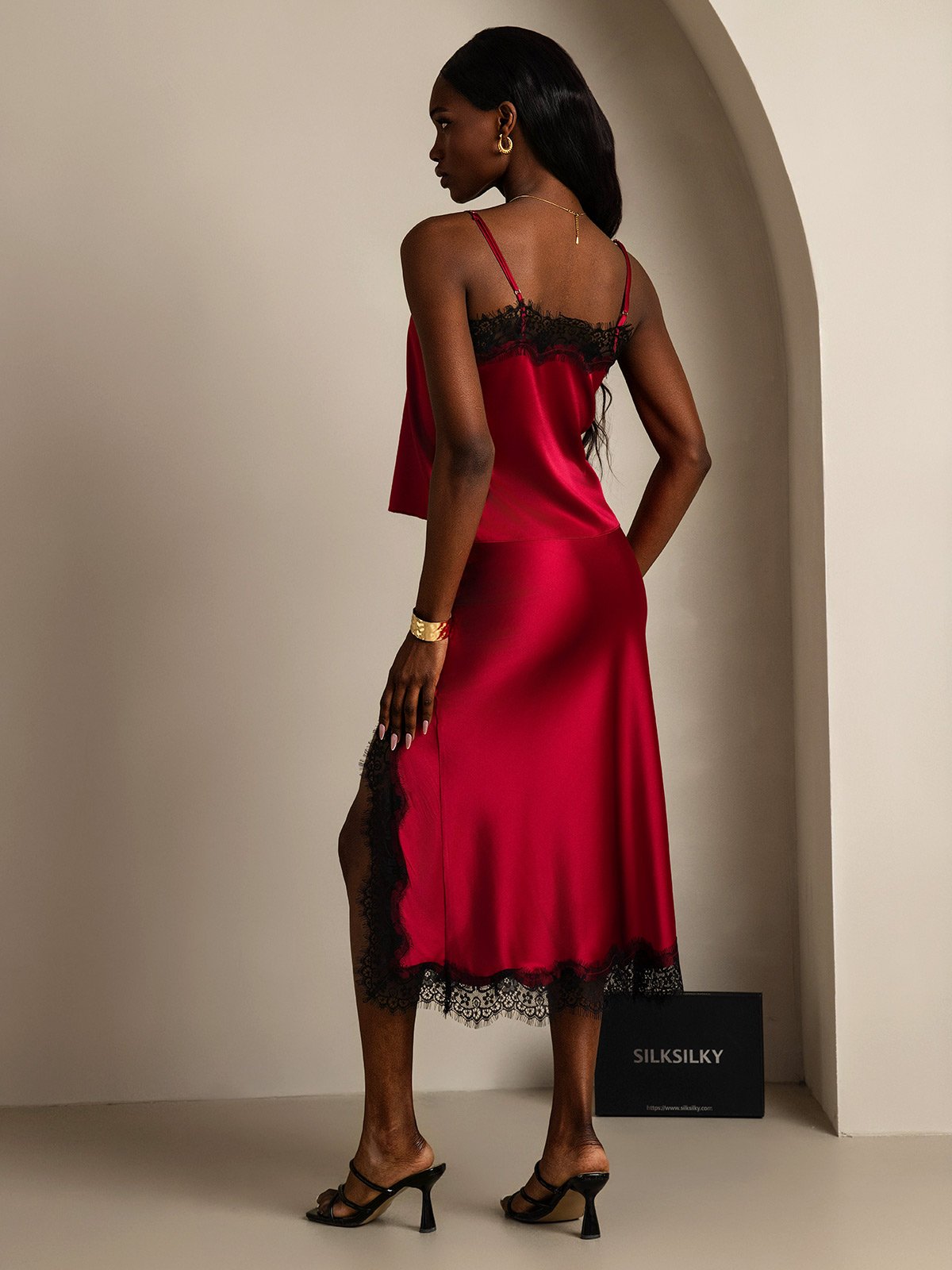 SilkSilky-CA 19Momme Silk Camisole Set Wine 004