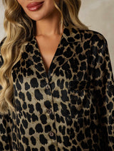 [Leopard] SilkSilky-CA Long Sleeve Notch Collar Nightshirt 005