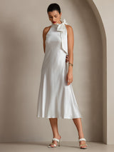 [White] SilkSilky-CA Sleeveless Halter Dress 001