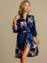 [Dark Blue] SilkSilky-CA 3/4 Sleeve Women's Robe 006