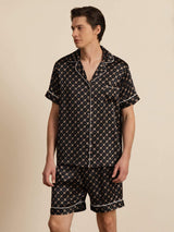 [Black Chain] SilkSilky-CA Short Sleeve Notch Collar Men's Pajamas 001