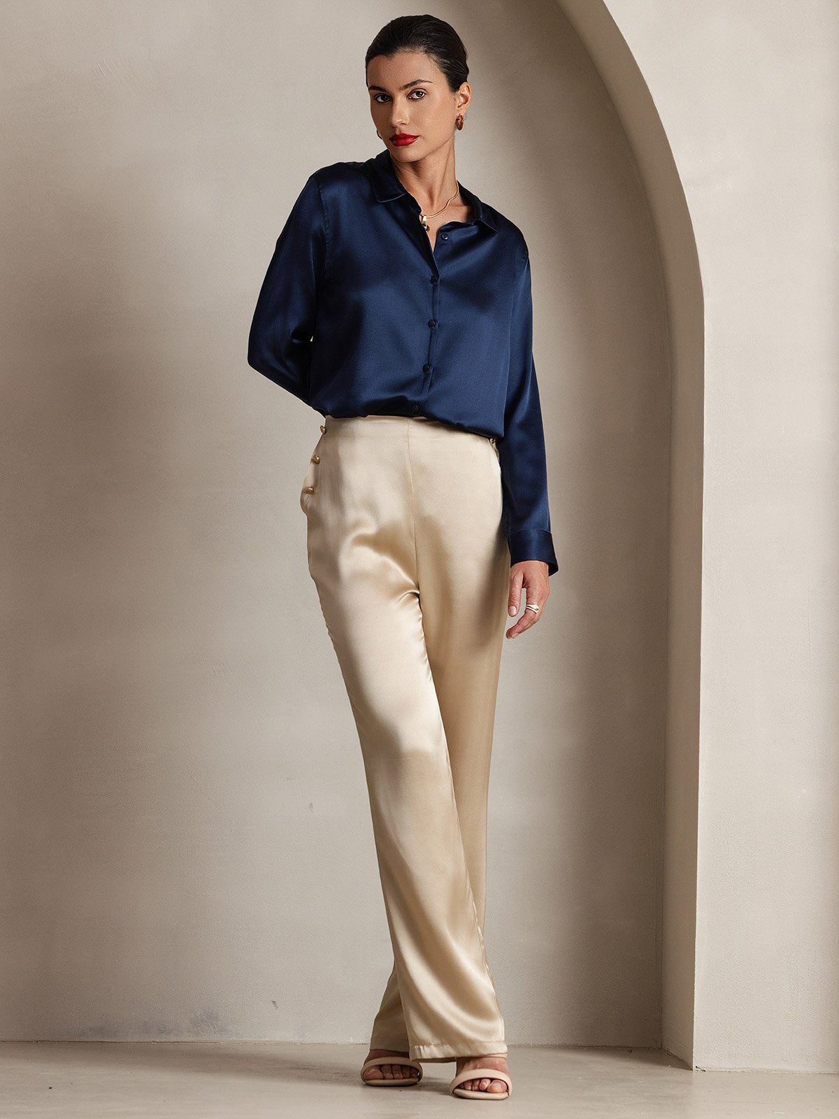 [Champagne] SilkSilky-CA 19Momme Silk Womens Pants 006