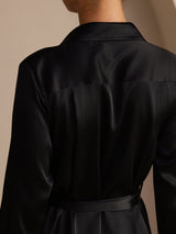 [Black] SilkSilky-CA Long Sleeve Lapel Collar Dress 004